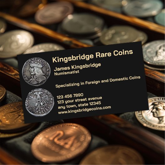 Münzenshops für Numismatiker Visitenkarte