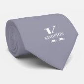 Münzgrau elegante Monogramm + Name Krawatte (Gerollt)
