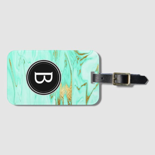 Münzprägepackt und Goldmarmor-Monogramm-Gepäcktasc Gepäckanhänger (Vorderseite (Horizontal))