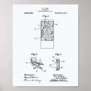 Münzschacht 1913 Patent Kunst Weißpapier Poster