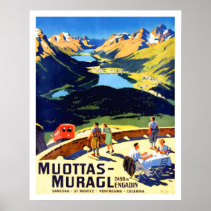 Muottas Muragl Berglandschaft, Schweiz Poster
