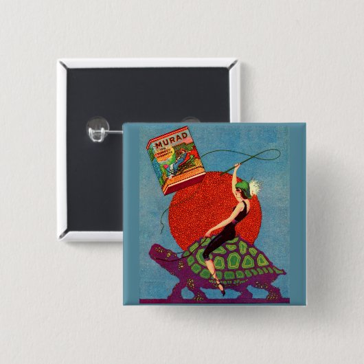 Murad zigarettes Lady reitet Riesenschildkröte Button (Vorne & Hinten)