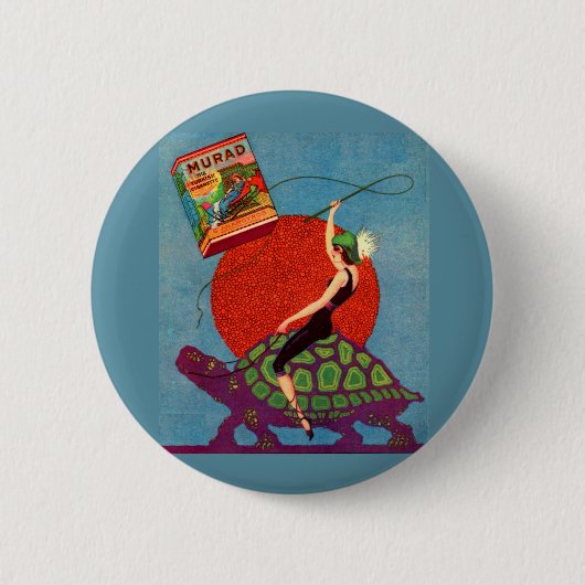 Murad zigarettes Lady reitet Riesenschildkröte Button (Vorderseite)