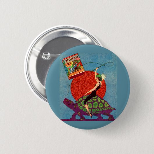 Murad zigarettes Lady reitet Riesenschildkröte Button (Vorne & Hinten)