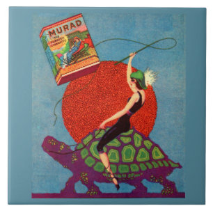 Murad zigarettes Lady reitet Riesenschildkröte Fliese