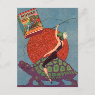 Murad zigarettes Lady reitet Riesenschildkröte Postkarte