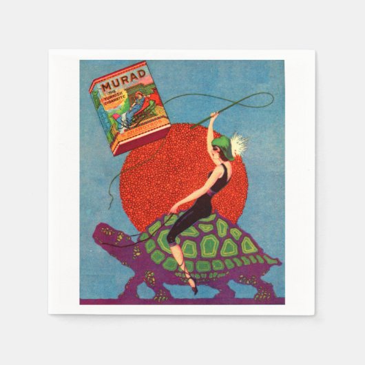 Murad zigarettes Lady reitet Riesenschildkröte Serviette (Vorderseite)