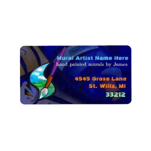 Mural Artist Graphic Design Business Adressaufkleber (Vorne)