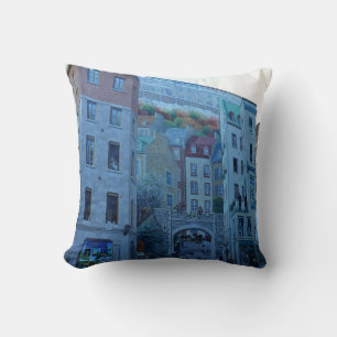 Mural in Old Quebec City, Quebec, Kanada Kissen