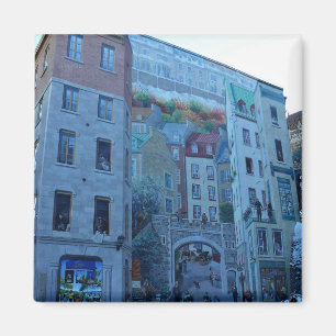 Mural in Old Quebec City, Quebec, Kanada Magnet