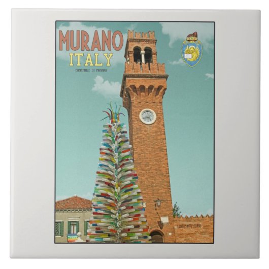 Murano Campanile und Glaskunstbaum Fliese (Vorderseite)