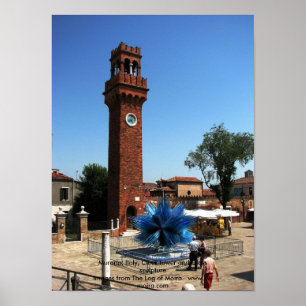 Murano, Italien-Glockenturm und Glasskulptur Poster
