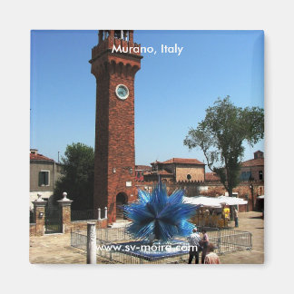 Murano, Italien Uhrturm und Glasskulptur Magnet