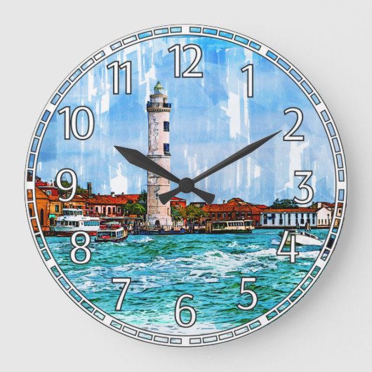 Murano Lighthouse, Venice, Italy. Große Wanduhr (Vorderseite)