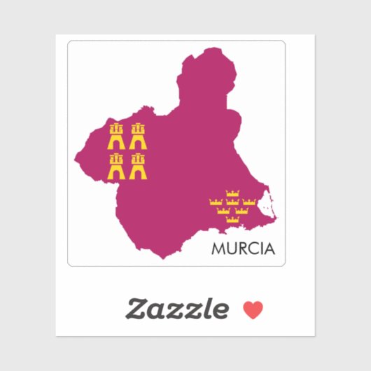 Murcia-Karte/Flagge Aufkleber (Blatt)