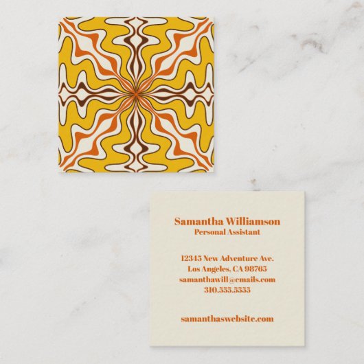 Murcia Retro Spanisches Abstraktes Muster Quadratische Visitenkarte (Vorne/Hinten)