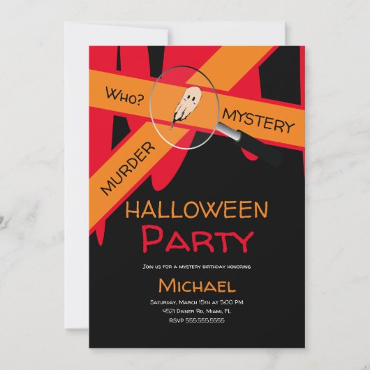 Murder Dinner Crime Scene Blood Halloween Einladung (Vorderseite)