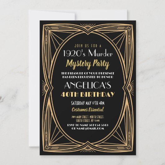 Murder Mystery Birthday Dinner Party der 20er Jahr Einladung (Vorderseite)