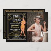 Murder Mystery Birthday Dinner Party Foto der 20er Einladung (Vorne/Hinten)