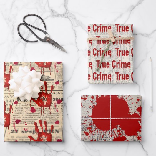 Murder mystery crime fan cold case bloody  geschenkpapier set (Vorderseite)