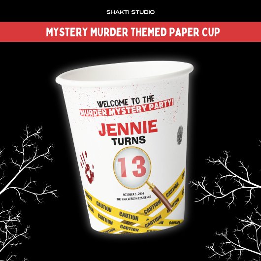 Murder Mystery Crime Szene Halloween Pappbecher