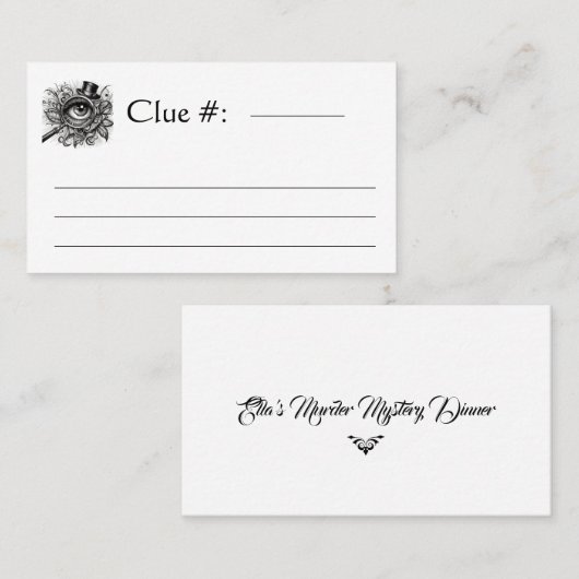 Murder Mystery Dinner Clue Visitenkarte (Vorne/Hinten)