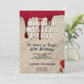 Murder Mystery Dinner Invitation – Bloody Whodunit Einladung (Stehend Vorderseite)