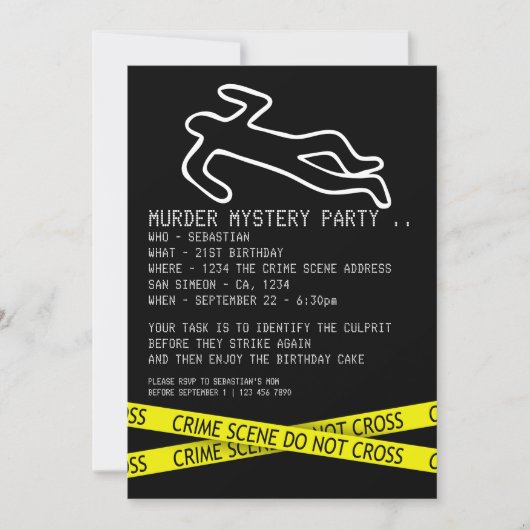 Murder Mystery Party Einladung (Vorderseite)