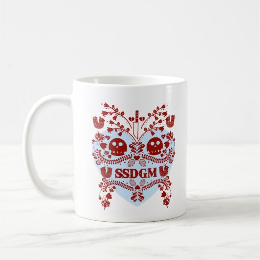 Murderino Tasse. Rot/Blau Kaffeetasse (Links)