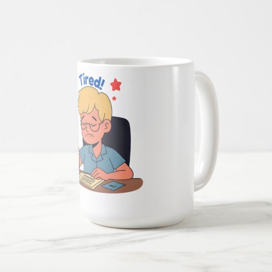 Müred Office Worker Cartoon - Funny Coffee & Work Kaffeetasse (VorderseiteRechts)