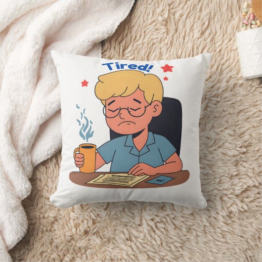 Müred Office Worker Cartoon - Funny Coffee & Work Kissen (Decke)