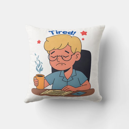 Müred Office Worker Cartoon - Funny Coffee & Work Kissen (Rückseite)