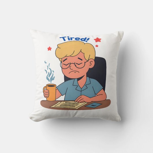 Müred Office Worker Cartoon - Funny Coffee & Work Kissen (Vorderseite)