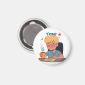 Müred Office Worker Cartoon - Funny Coffee & Work Magnet (Vorderseite/Rückseite)