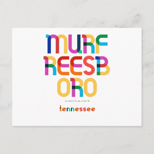 Murfreesboro Tennessee Mitte Jahrhundert, Pop Art, Postkarte (Vorderseite)