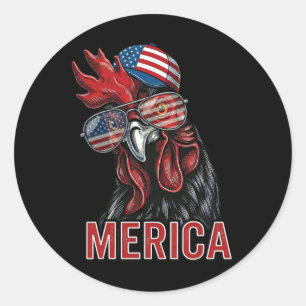 Murica Hahn Lustiger Patriotischer Usa Sonnenhut K Runder Aufkleber