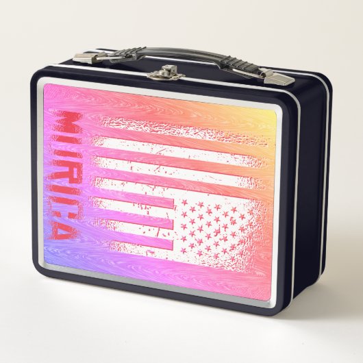 Murica National American Flag Design Metall Brotdose (Vorderseite)