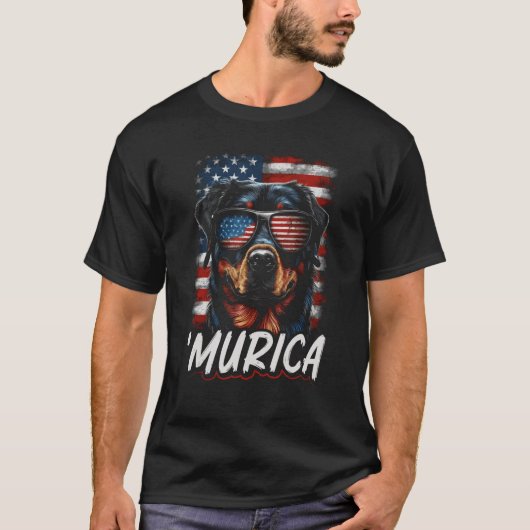 Murica Patriotic Rottweiler 4. Juli Hund 11 T-Shirt (Vorderseite)