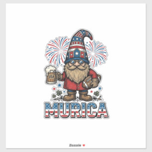 Murica Patriotischer Gnom Bier Vintage-Shirt-Desig Aufkleber