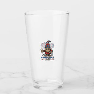 Murica Patriotischer Gnom Bier Vintage-Shirt-Desig Glas