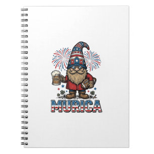Murica Patriotischer Gnom Bier Vintage-Shirt-Desig Notizblock