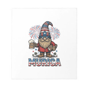 Murica Patriotischer Gnom Bier Vintage-Shirt-Desig Notizblock