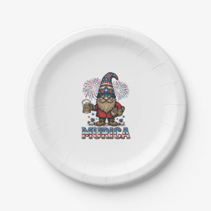 Murica Patriotischer Gnom Bier Vintage-Shirt-Desig Pappteller