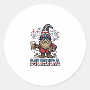 Murica Patriotischer Gnom Bier Vintage-Shirt-Desig Runder Aufkleber