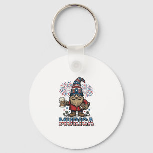 Murica Patriotischer Gnom Bier Vintage-Shirt-Desig Schlüsselanhänger