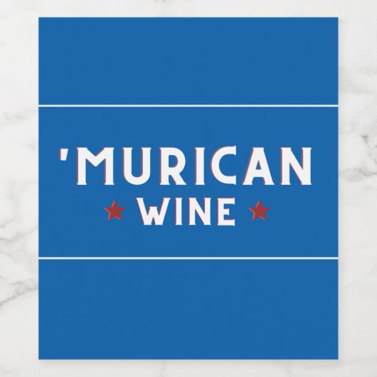 "Murican Wine (Blue) - 4. Juli Weinetikett (Einzelnes Label)
