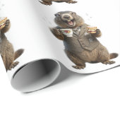 Murmeltier beim Teetrinken Geschenkpapier (Rolleneckpunkt)
