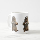 Murmeltier beim Teetrinken Kaffeetasse (Vorderseite Links)
