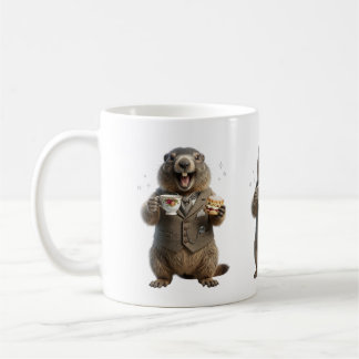 Murmeltier beim Teetrinken Kaffeetasse
