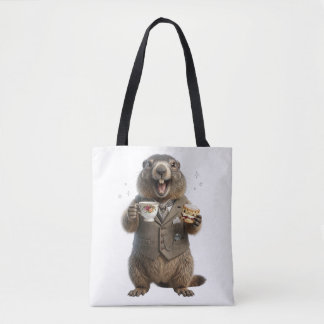 Murmeltier beim Teetrinken Tasche